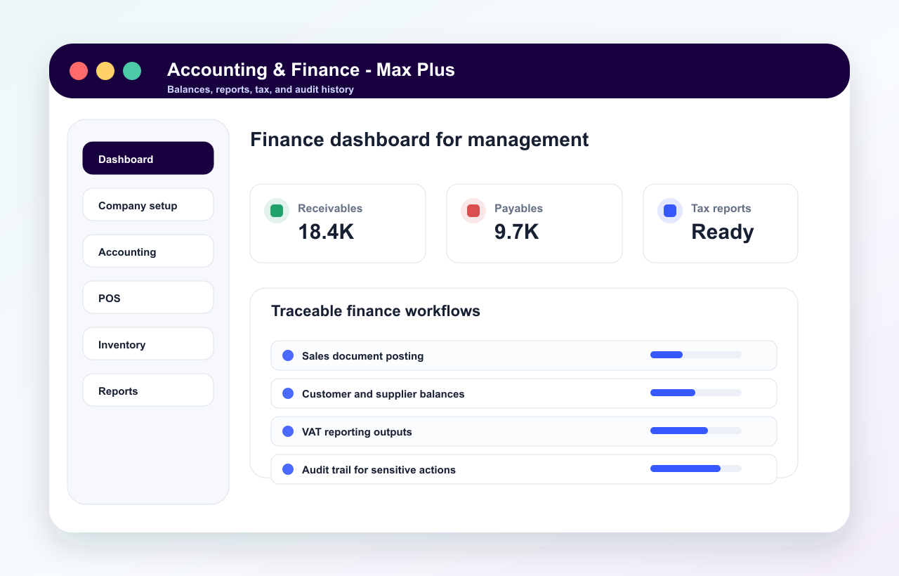 GCC accounting and tax reporting dashboard preview